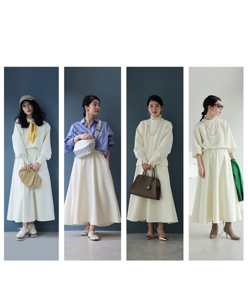 cawaii(カワイイ)の「日常に馴染むエレガント。フレアラインミディアムスカート(スカート・レディース・ネイビー/アイボリー・L~LL/S~M)」の5枚目の写真