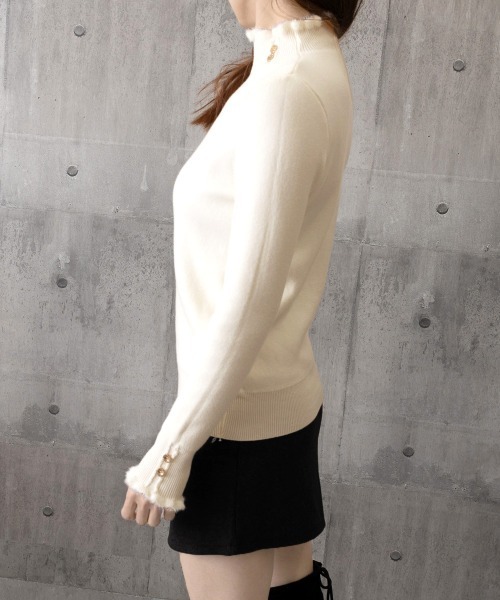 Miniministore(ミニミニストア)の「裏起毛 ハイネックニットトップスフリル襟(ニット/セーター・レディース・アイボリー/ブラック/ホワイト/ブラウン・FREE)」の7枚目の写真