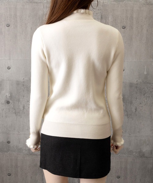 Miniministore(ミニミニストア)の「裏起毛 ハイネックニットトップスフリル襟(ニット/セーター・レディース・アイボリー/ブラック/ホワイト/ブラウン・FREE)」の8枚目の写真