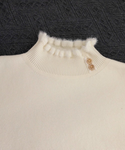 Miniministore(ミニミニストア)の「裏起毛 ハイネックニットトップスフリル襟(ニット/セーター・レディース・アイボリー/ブラック/ホワイト/ブラウン・FREE)」の12枚目の写真