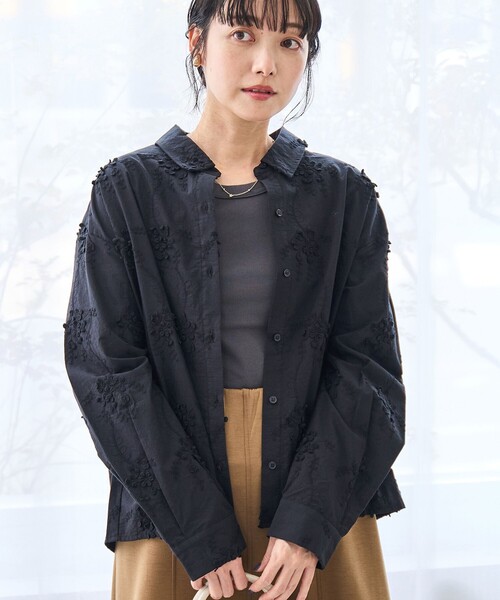 フラワーロングブラウス フラワー刺繍コットンロングシャツ ／洗える | HIROKO BIS (Women