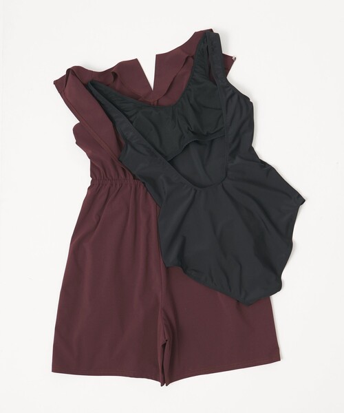 green label relaxing(グリーンレーベルリラクシング)の「Aライン オールインワン スイムウェア / 水着(水着・レディース・ブラック/ダークグレー/ダークブラウン・FREE)」の14枚目の写真