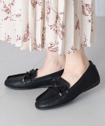 レディースのモカシン/デッキシューズ（ブラック/黒色系）ファッション