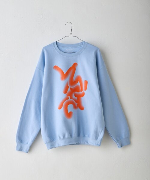 WHIMSIC（ウィムジック）の「【WHIMSIC】フローイング ロゴ シルクスクリーン スウェットプルオーバー（Tシャツ/カットソー・レディース・ピンク/チャコールグレー/ブルー・2/1）」の2枚目の写真