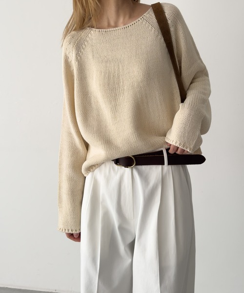 CANAL JEAN（キャナルジーン）の「El mar　ラグランボートネックニット（ニット/セーター・レディース・クリーム/ブラック/その他2・ONE SIZE）」の2枚目の写真