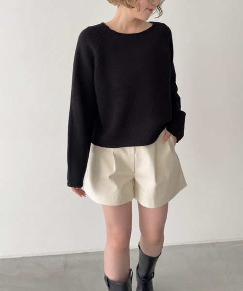 CANAL JEAN（キャナルジーン）の「El mar　ラグランボートネックニット（ニット/セーター・レディース・クリーム/ブラック/その他2・ONE SIZE）」の12枚目の写真