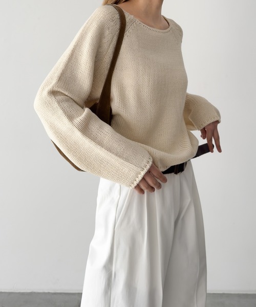 CANAL JEAN（キャナルジーン）の「El mar　ラグランボートネックニット（ニット/セーター・レディース・クリーム/ブラック/その他2・ONE SIZE）」の6枚目の写真