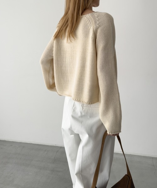 CANAL JEAN（キャナルジーン）の「El mar　ラグランボートネックニット（ニット/セーター・レディース・クリーム/ブラック/その他2・ONE SIZE）」の7枚目の写真