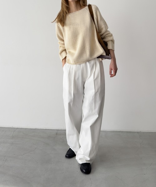 CANAL JEAN（キャナルジーン）の「El mar　ラグランボートネックニット（ニット/セーター・レディース・クリーム/ブラック/その他2・ONE SIZE）」の8枚目の写真