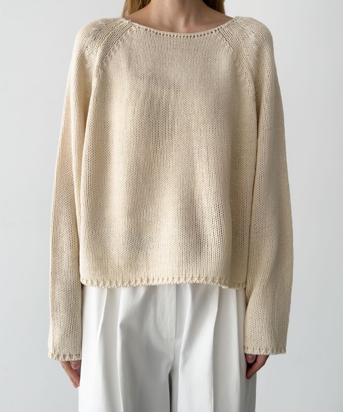 CANAL JEAN（キャナルジーン）の「El mar　ラグランボートネックニット（ニット/セーター・レディース・クリーム/ブラック/その他2・ONE SIZE）」の9枚目の写真