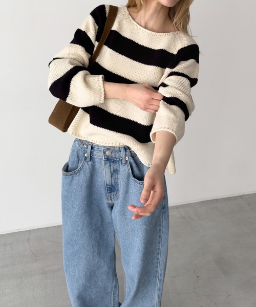 CANAL JEAN（キャナルジーン）の「El mar　ラグランボートネックニット（ニット/セーター・レディース・クリーム/ブラック/その他2・ONE SIZE）」の15枚目の写真