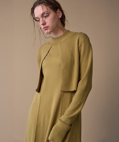 MIELI INVARIANT（ミエリインヴァリアント）の「Layer Cape Ensemble Dress（ワンピース・レディース・ブラック/カーキオリーブ/モカ・FREE）」の17枚目の写真