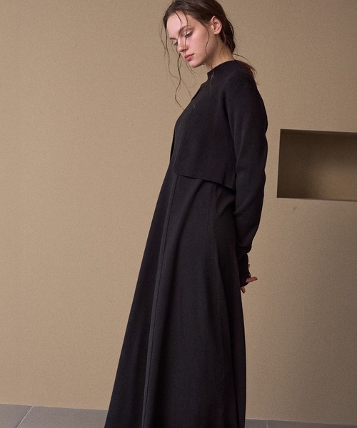 MIELI INVARIANT（ミエリインヴァリアント）の「Layer Cape Ensemble Dress（ワンピース・レディース・ブラック/カーキオリーブ/モカ・FREE）」の11枚目の写真