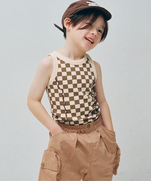 p.premier（ピードットプルミエ）の「配色メロウリブタンクトップ（タンクトップ・キッズ・ブラック/アイボリー/ブラウン/グリーン/ラベンダー/オレンジ・80/90/100/110/120/130/140）」の3枚目の写真
