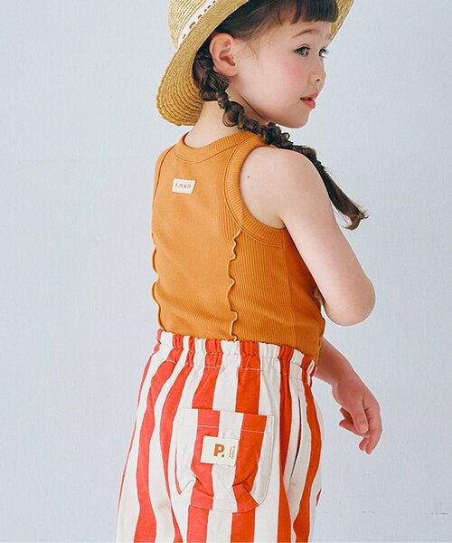 p.premier（ピードットプルミエ）の「配色メロウリブタンクトップ（タンクトップ・キッズ・ブラック/アイボリー/ブラウン/グリーン/ラベンダー/オレンジ・80/90/100/110/120/130/140）」の6枚目の写真