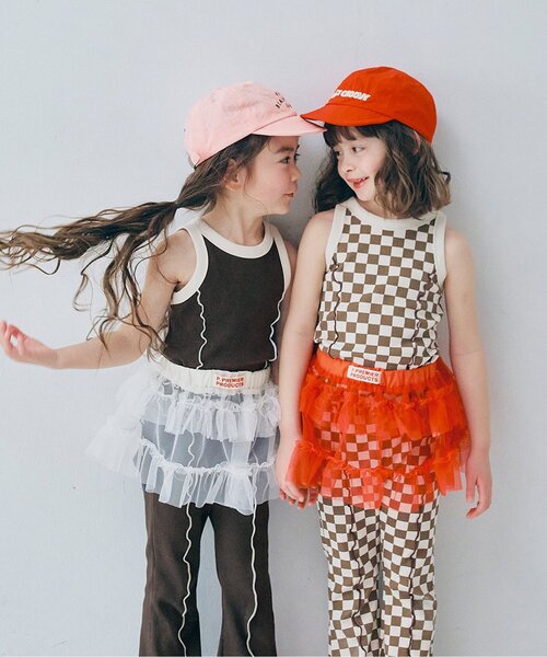 p.premier（ピードットプルミエ）の「配色メロウリブタンクトップ（タンクトップ・キッズ・ブラック/アイボリー/ブラウン/グリーン/ラベンダー/オレンジ・80/90/100/110/120/130/140）」の9枚目の写真