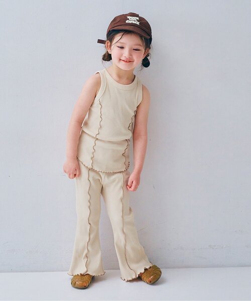 p.premier（ピードットプルミエ）の「配色メロウリブタンクトップ（タンクトップ・キッズ・ブラック/アイボリー/ブラウン/グリーン/ラベンダー/オレンジ・80/90/100/110/120/130/140）」の15枚目の写真