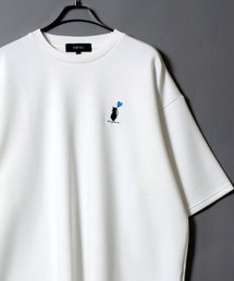 ANPAS | ANPAS Ponte Fabric CAT ＆ HEART Embroidery Oversized T-Shirt/ANPAS 別注 ポンチ 猫ハート 刺繍 接触冷感 オーバーサイズ 半袖Tシャツ メンズ レディース(Tシャツ/カットソー)