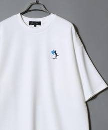 ANPAS Ponte Fabric CAT & HEART Embroidery Oversized T-Shirt/ANPAS 別注 ポンチ 猫ハート 刺繍 接触冷感 オーバーサイズ 半袖Tシャツ メンズ レディース