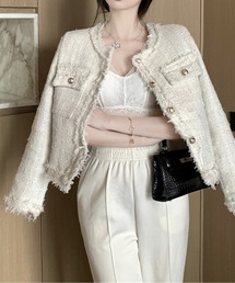 AMAJI（アマジ）の「フリンジツイードジャケット（その他アウター）」