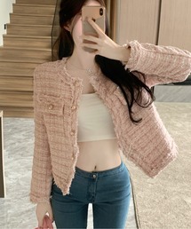 AMAJI（アマジ）の「フリンジツイードジャケット（その他アウター）」