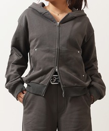 N.W.T（エヌダブルティー）の「【N.W.T】スタッズダブルジップクロップドパーカー（セットアップ対応）/ Studs Double-Zip Cropped Hoodie（パーカー）」