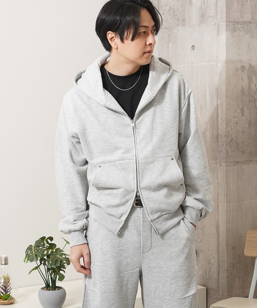 N.W.T(エヌダブルティー)の「【N.W.T】スタッズダブルジップクロップドパーカー(セットアップ対応)/ Studs Double-Zip Cropped Hoodie(パーカー・メンズ・チャコールグレー/グレー/ブラック・L/M/XL)」の10枚目の写真