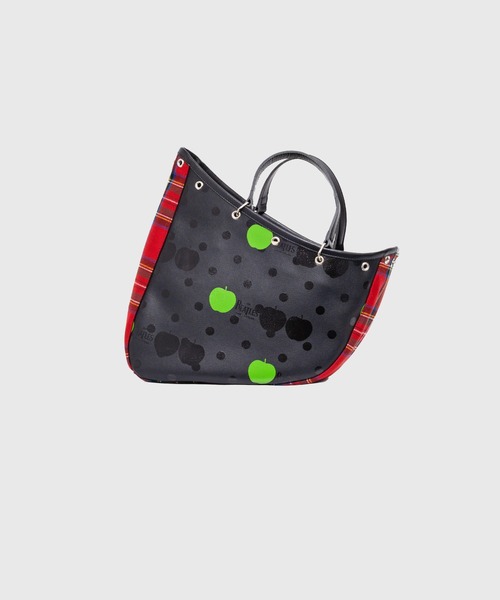 THE BEATLES COMME des GARCONS(ザ ビートルズ コムデギャルソン)の「THE BEATLES CdG BOAT BAG APPLE PRINTED / TARTAN CHECK FABRIC SMALL(トートバッグ・メンズ・レッド・ONE SIZE)」の1枚目の写真