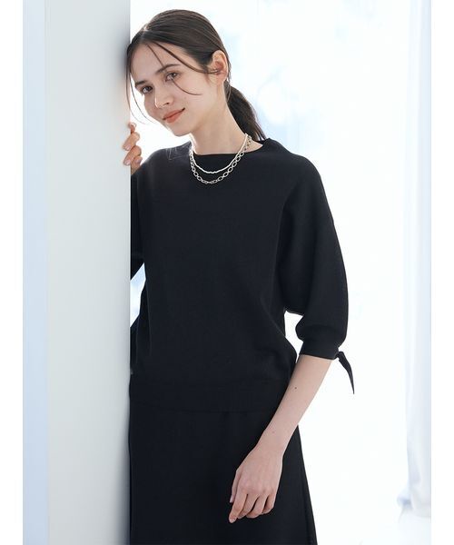 Mila Owen（ミラオーウェン）の「【ウォッシャブル】ドライタッチ袖リボンニットプルオーバー（ニット/セーター・レディース・ターコイズブルー/ブラック/アイボリー・1/0）」の9枚目の写真