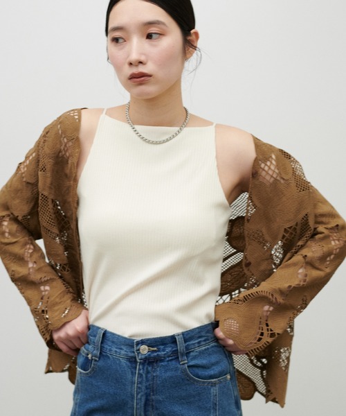 LARUTA(ラルータ)の「【LARUTA】カップ付きアメスリキャミ(キャミソール・レディース・アイボリー/ブラック・FREE)」の2枚目の写真