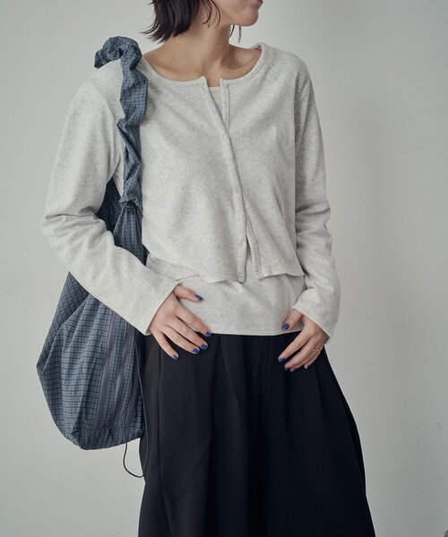 goocy(グーシー)の「【一枚で二役!】前後2WAYカットソーカーデ(Tシャツ/カットソー・レディース・ブラック/ライトグレー/グレー/ピンク・FREE)」の21枚目の写真