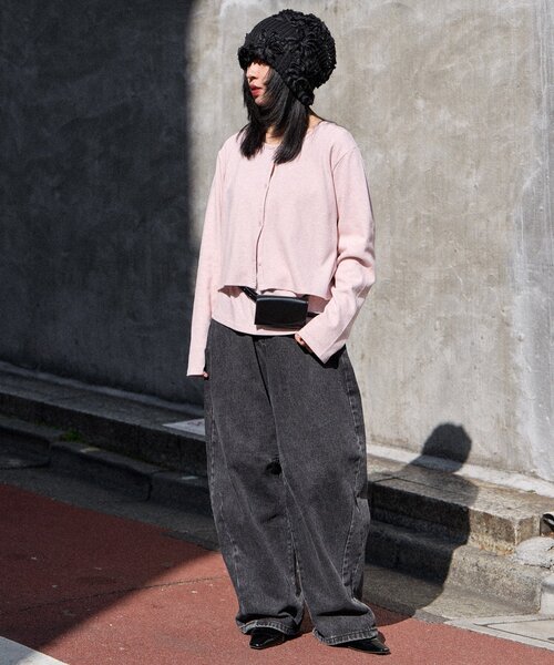 goocy(グーシー)の「【一枚で二役!】前後2WAYカットソーカーデ(Tシャツ/カットソー・レディース・ブラック/ライトグレー/グレー/ピンク・FREE)」の19枚目の写真