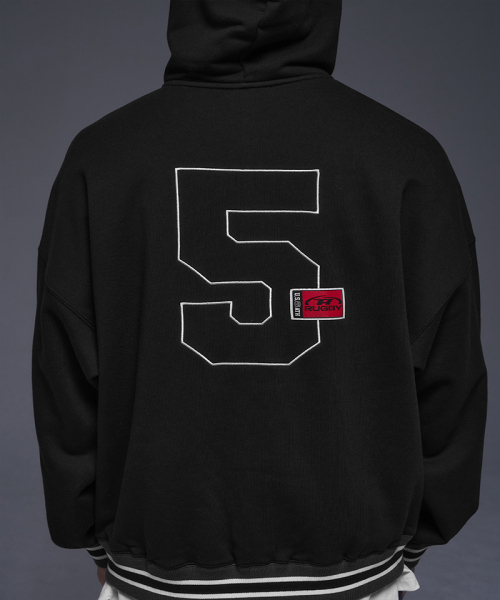 BORN TO WIN（ボーントゥウィン）の「NUMBER 5 RUGBY HOODIE ZIP-UP [BLACK]（ジャージ・メンズ・その他・1/2/3）」の4枚目の写真