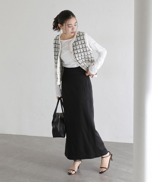 La TOTALITE(ラトータリテ)の「【洗える】TORRAZZO DONNA/トラッゾドンナ ツィードコットンベスト(ベスト・レディース・アイボリー/ブラック・FREE)」の9枚目の写真