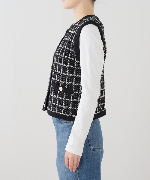 La TOTALITE(ラトータリテ)の「【洗える】TORRAZZO DONNA/トラッゾドンナ ツィードコットンベスト(ベスト・レディース・アイボリー/ブラック・FREE)」の12枚目の写真