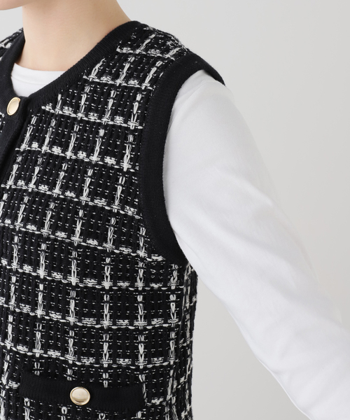 La TOTALITE(ラトータリテ)の「【洗える】TORRAZZO DONNA/トラッゾドンナ ツィードコットンベスト(ベスト・レディース・アイボリー/ブラック・FREE)」の14枚目の写真