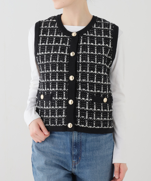 La TOTALITE(ラトータリテ)の「【洗える】TORRAZZO DONNA/トラッゾドンナ ツィードコットンベスト(ベスト・レディース・アイボリー/ブラック・FREE)」の18枚目の写真