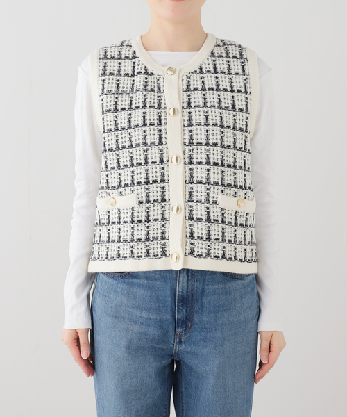 La TOTALITE(ラトータリテ)の「【洗える】TORRAZZO DONNA/トラッゾドンナ ツィードコットンベスト(ベスト・レディース・アイボリー/ブラック・FREE)」の22枚目の写真