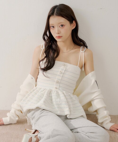chico ペプラム チコ Chico 2WAYオフショルペプラムZIPカーディガン （WHT