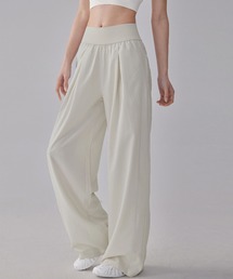 HYSSHOP | 【吸汗速乾/ストレッチ有】フィットネス ハイウエスト タック ワイドパンツ レディーストレーニングウェア ジムウェア ピラティスウェア(レギンス/スパッツ)