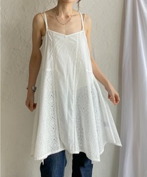 She's Closet | アシンメトリー ロング丈 刺繍 カットワークレースキャミソール チュニック(キャミソール)