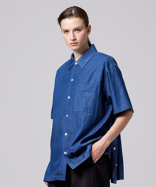 TAION(タイオン)の「【TAION(タイオン)】〈ユニセックス〉ノンダウン ミリタリー ボタンスリット ハーフスリーブ シャツ(シャツ/ブラウス・メンズ・ブラック/オフホワイト/ダークオリーブ/インディゴブルー/ライトインディゴブルー/ダークネイビー・2XL/XL/L/M/S)」の4枚目の写真