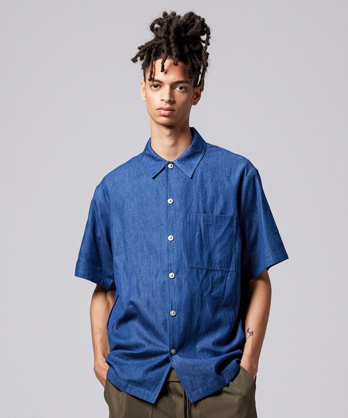 TAION(タイオン)の「【TAION(タイオン)】〈ユニセックス〉ノンダウン ミリタリー ボタンスリット ハーフスリーブ シャツ(シャツ/ブラウス・メンズ・ブラック/オフホワイト/ダークオリーブ/インディゴブルー/ライトインディゴブルー/ダークネイビー・2XL/XL/L/M/S)」の21枚目の写真