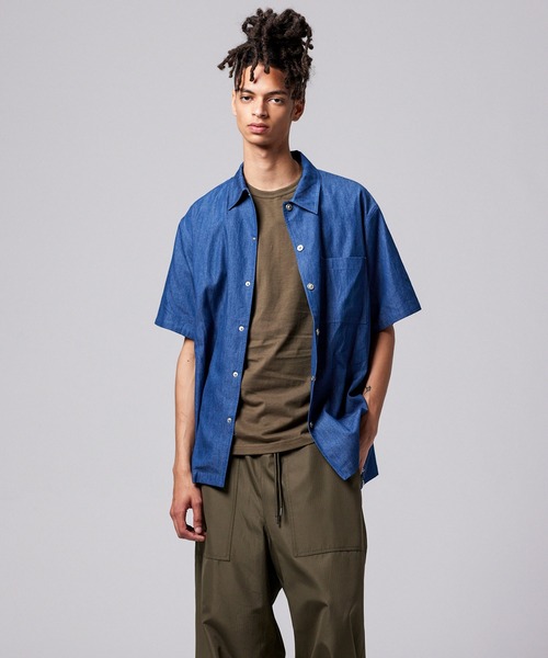 TAION(タイオン)の「【TAION(タイオン)】〈ユニセックス〉ノンダウン ミリタリー ボタンスリット ハーフスリーブ シャツ(シャツ/ブラウス・メンズ・ブラック/オフホワイト/ダークオリーブ/インディゴブルー/ライトインディゴブルー/ダークネイビー・2XL/XL/L/M/S)」の22枚目の写真