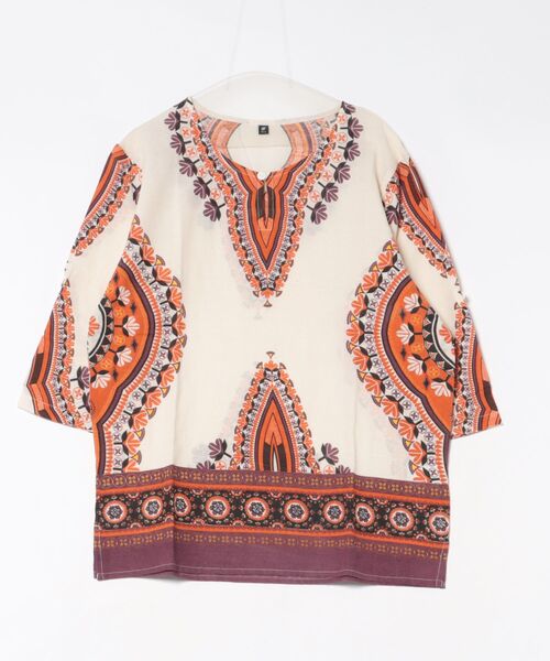 チャイハネ（チャイハネ）の「【チャイハネ】ダシキーナMEN'Sトップス（その他トップス・メンズ・オレンジ/ベージュ/ブラック・FREE）」の2枚目の写真