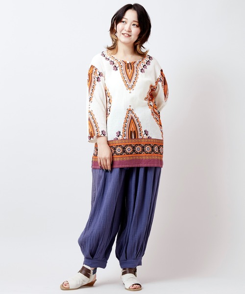 チャイハネ（チャイハネ）の「【チャイハネ】ダシキーナMEN'Sトップス（その他トップス・メンズ・オレンジ/ベージュ/ブラック・FREE）」の8枚目の写真