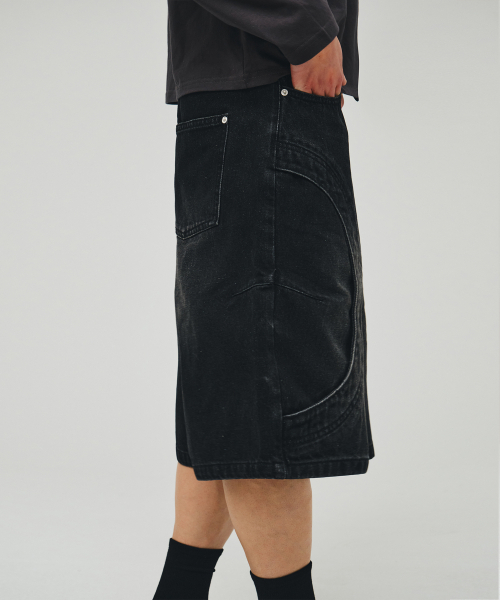 ECORR(エコル)の「ラウンドトリミングデニムハーフパンツ_ブラック(その他パンツ・メンズ・その他・1(M)/2(L)/3(XL))」の5枚目の写真