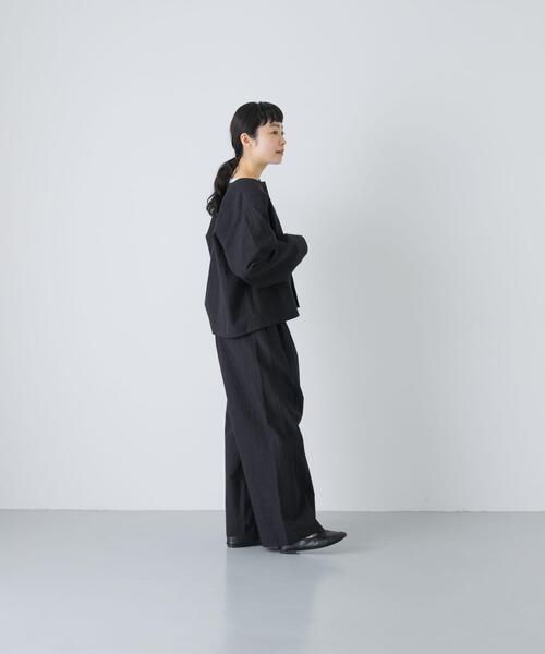 かぐれ（カグレ）の「『セットアップ対応』 ノーカラーショートジャケット（ノーカラージャケット・レディース・ブラック・FREE）」の8枚目の写真