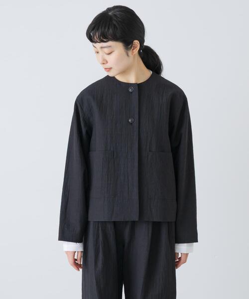 かぐれ（カグレ）の「『セットアップ対応』 ノーカラーショートジャケット（ノーカラージャケット・レディース・ブラック・FREE）」の9枚目の写真