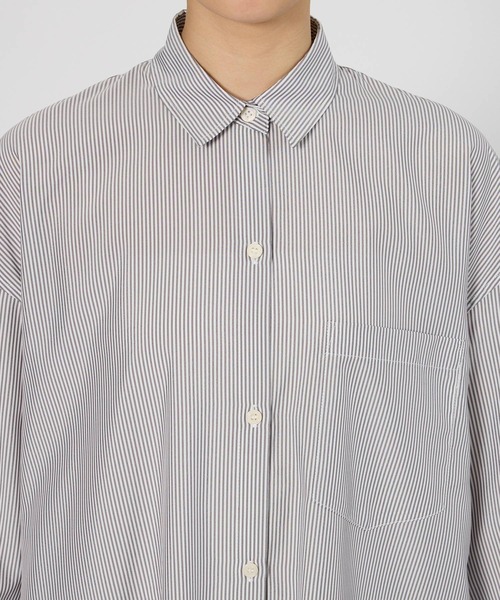 BARNYARDSTORM（バンヤードストーム）の「BARNYARDSTORM / ストライプシャツワンピース / ハンドウォッシャブル（ワンピース・レディース・ブラック系その他/ブルー系その他・FREE）」の5枚目の写真